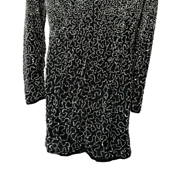 Retrofete NEW Nikki Sequins Long Sleeve Black Cocktail Party Mini Dress Size L - Picture 10 of 12